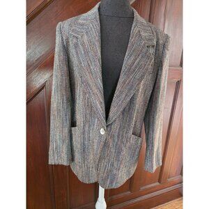 Christian Dior Womens Tweed Blazer Jacket Single Button Multicolor Size 8